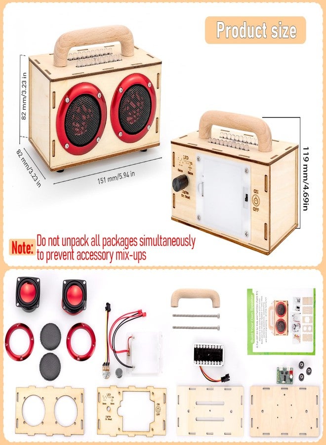 Swhmc Build Your Own Bluetooth Speaker Kit - DIY STEM Gift for Teens 12-16, Wooden Speaker with LED Lights, Educational Electronics Kit for Boys Girls Age 8+ - Image 2